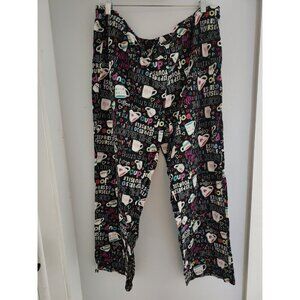 Women Coffee Graphic Lounge Pajama Pant-Pull On -No Drawstring Size 2x (18w-20w)